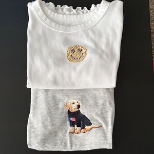 White and Gray Embroidered Tops